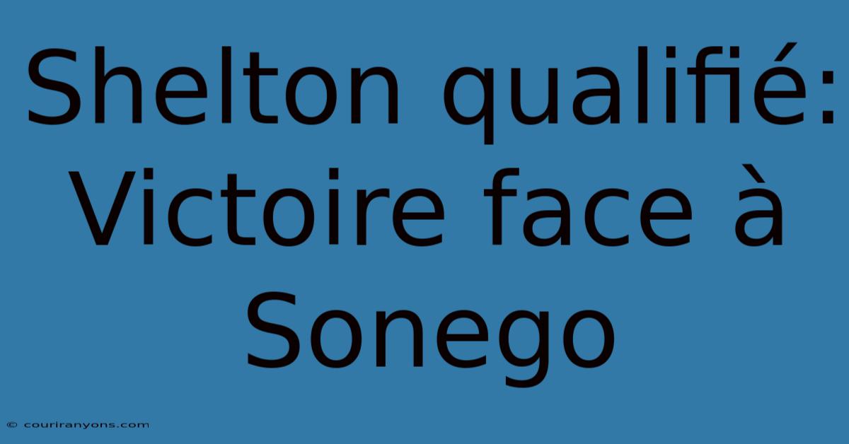 Shelton Qualifié: Victoire Face À Sonego