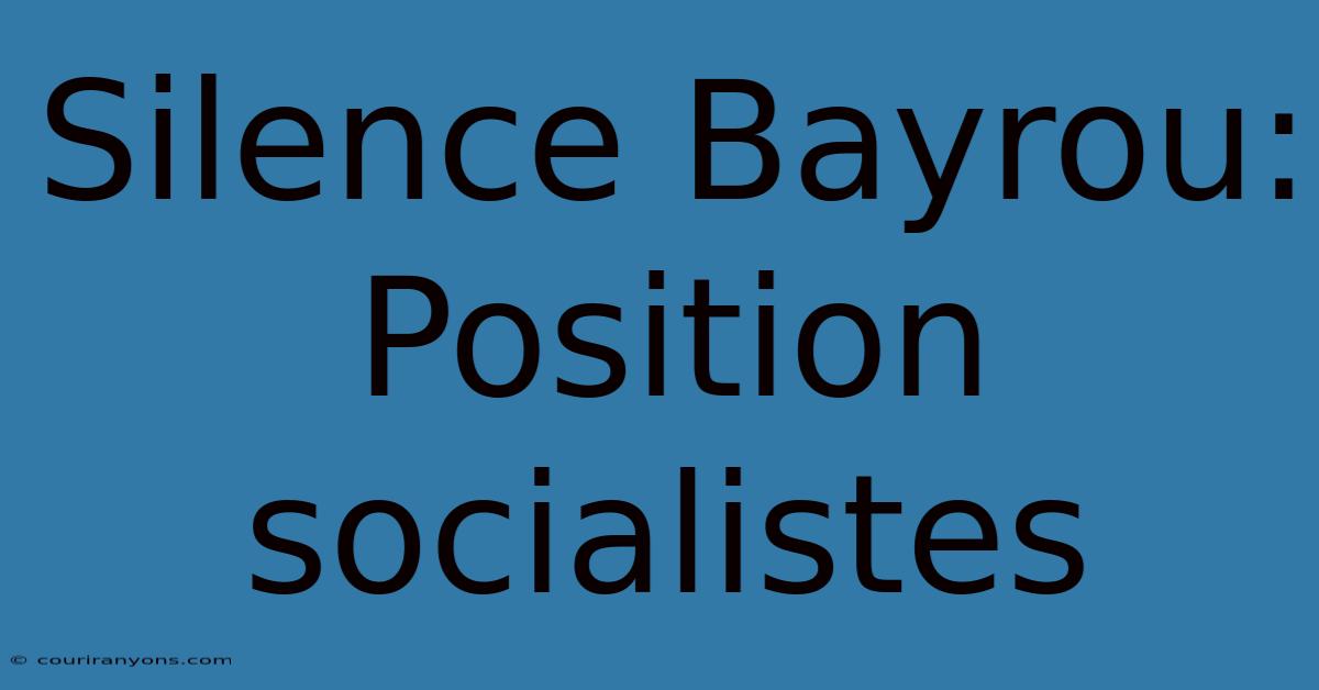 Silence Bayrou:  Position Socialistes