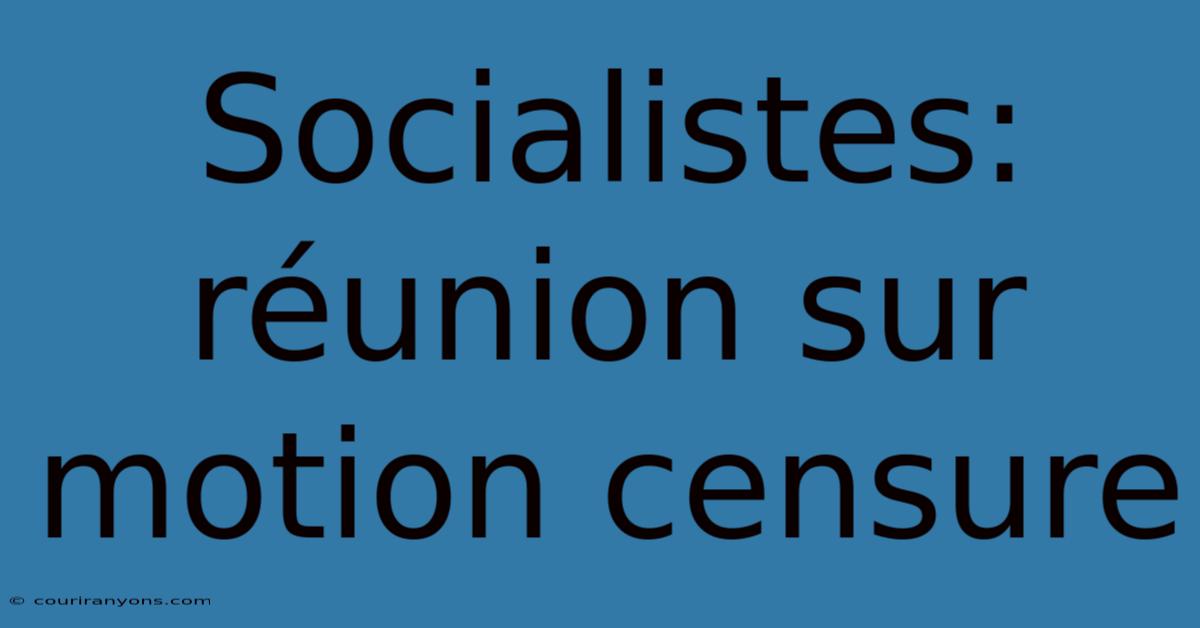 Socialistes: Réunion Sur Motion Censure