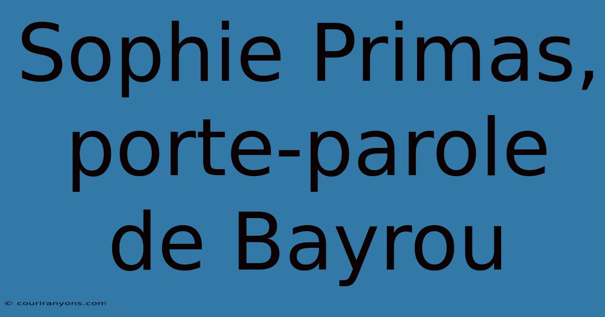 Sophie Primas, Porte-parole De Bayrou