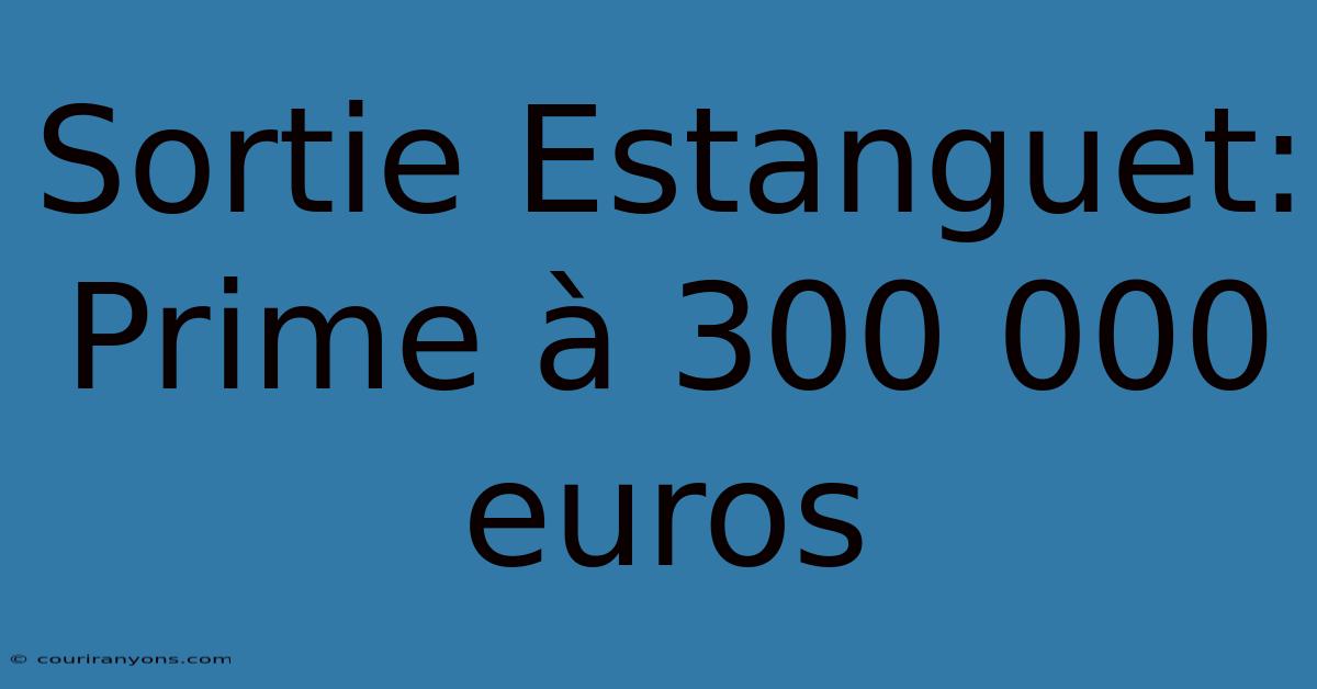 Sortie Estanguet: Prime À 300 000 Euros