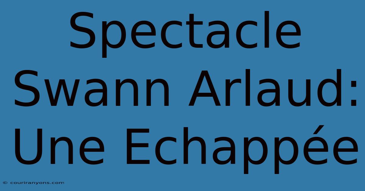 Spectacle Swann Arlaud: Une Echappée