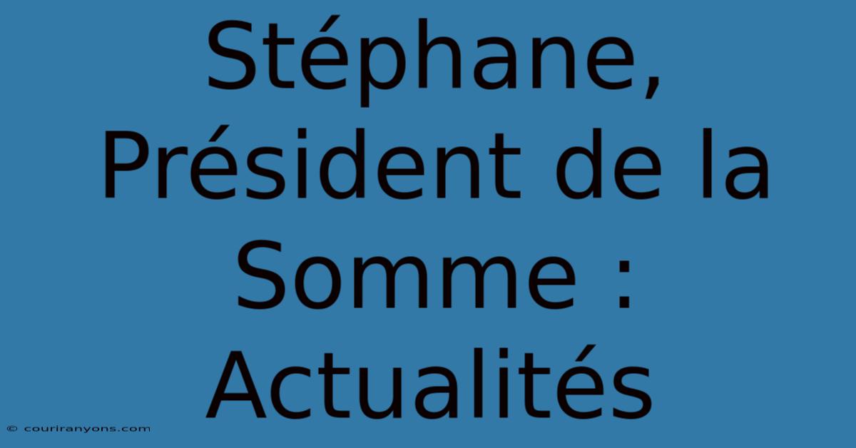 Stéphane, Président De La Somme : Actualités