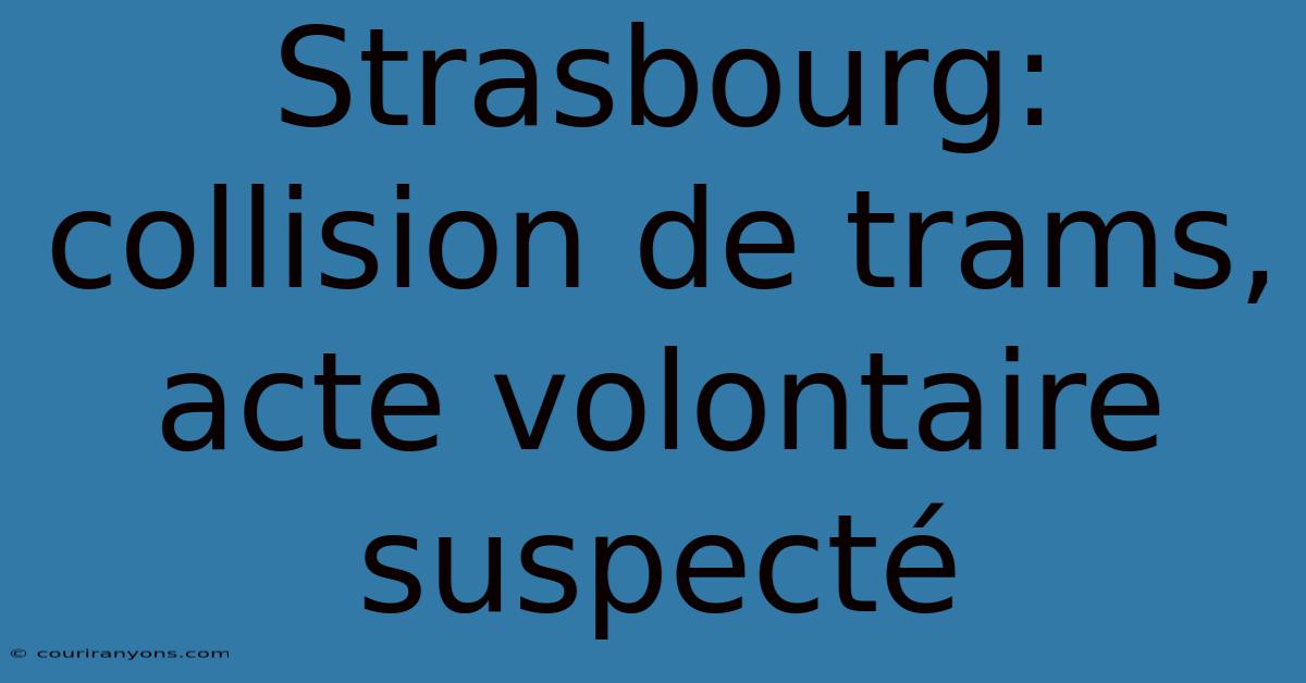 Strasbourg: Collision De Trams, Acte Volontaire Suspecté