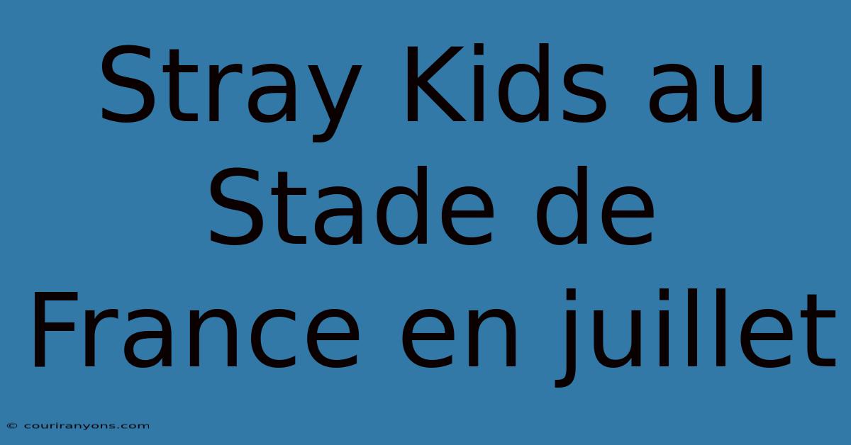 Stray Kids Au Stade De France En Juillet