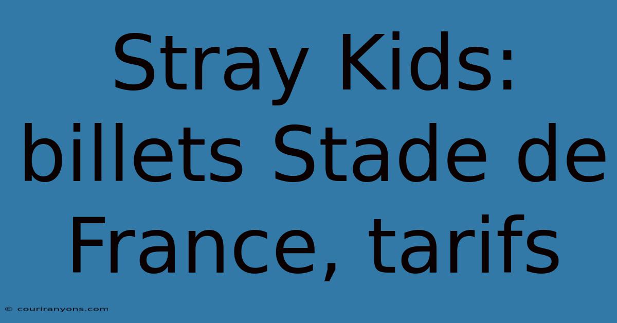 Stray Kids: Billets Stade De France, Tarifs