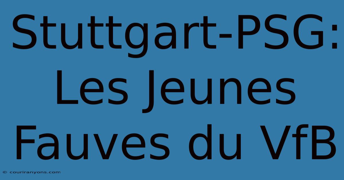 Stuttgart-PSG: Les Jeunes Fauves Du VfB