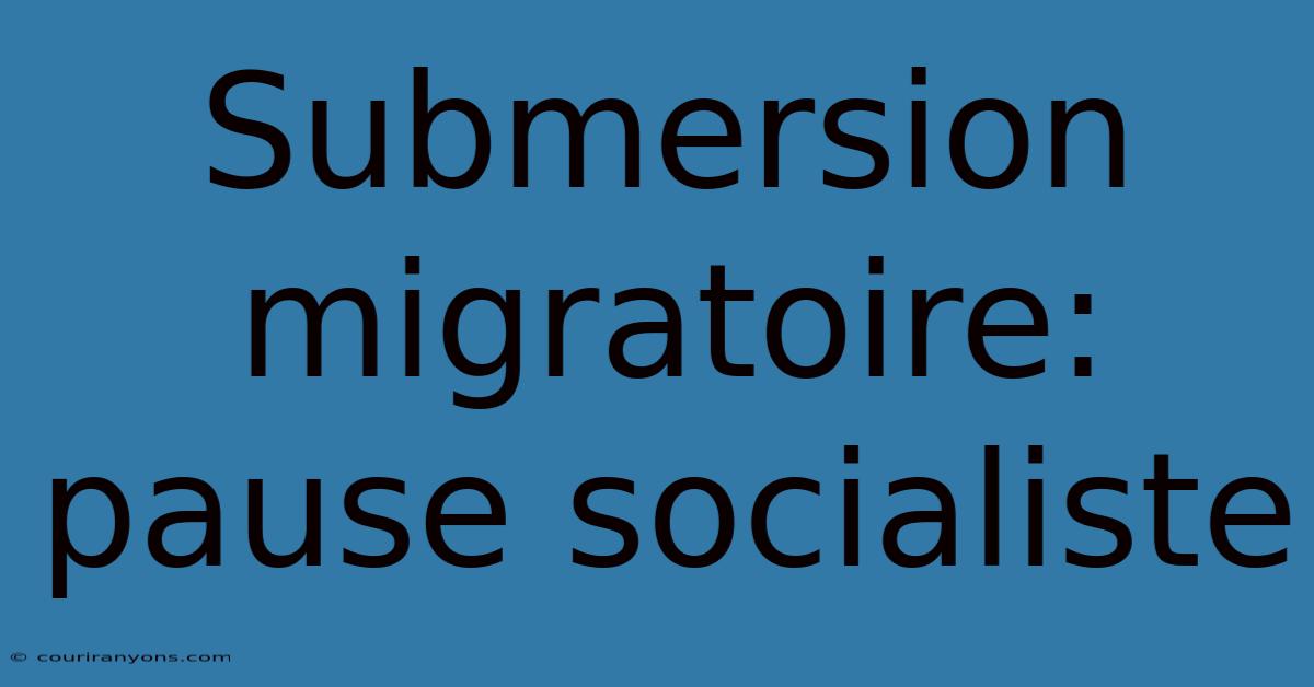 Submersion Migratoire:  Pause Socialiste