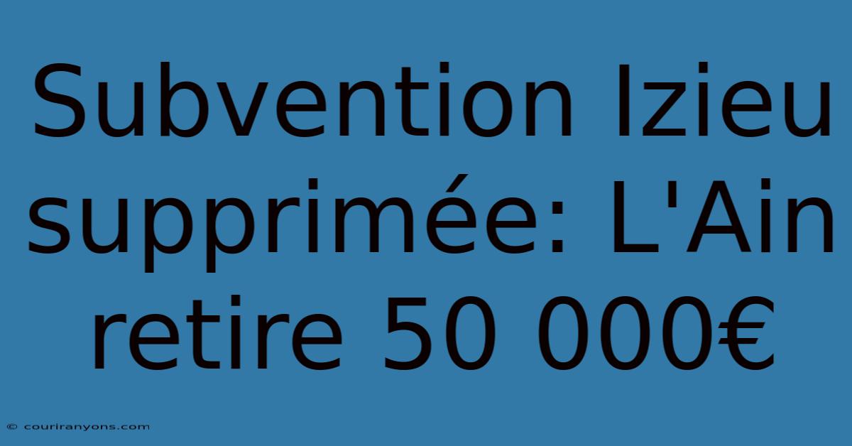 Subvention Izieu Supprimée: L'Ain Retire 50 000€