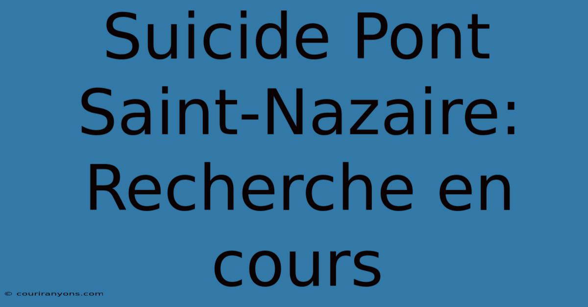 Suicide Pont Saint-Nazaire: Recherche En Cours