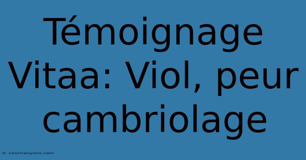 Témoignage Vitaa: Viol, Peur Cambriolage