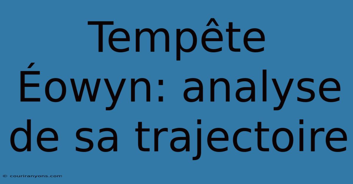 Tempête Éowyn: Analyse De Sa Trajectoire