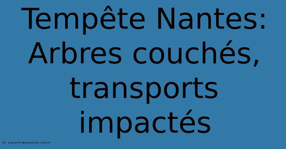 Tempête Nantes: Arbres Couchés, Transports Impactés