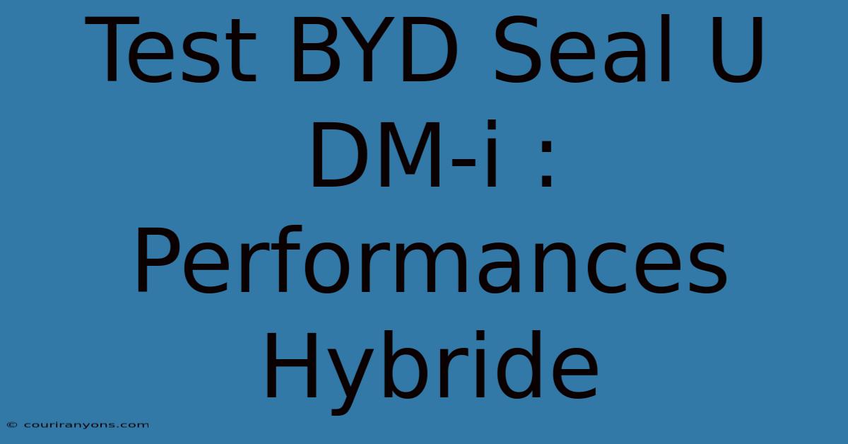 Test BYD Seal U DM-i : Performances Hybride