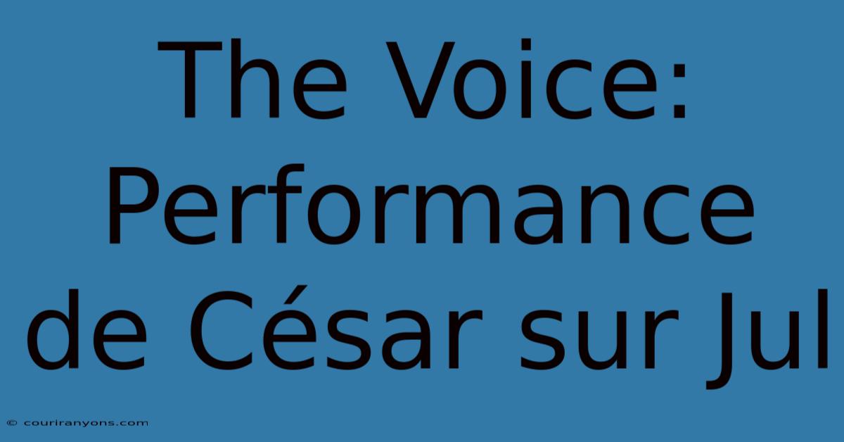 The Voice: Performance De César Sur Jul