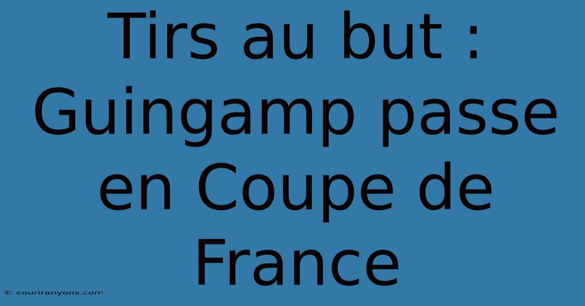 Tirs Au But : Guingamp Passe En Coupe De France