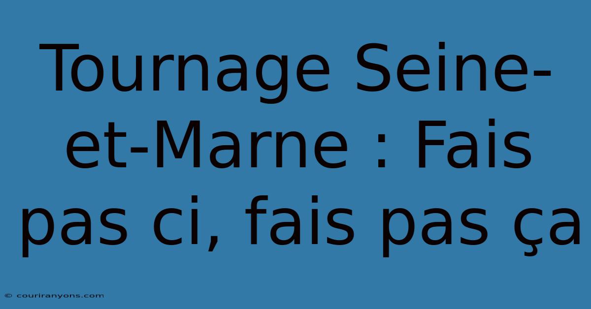 Tournage Seine-et-Marne : Fais Pas Ci, Fais Pas Ça