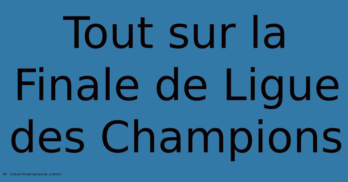 Tout Sur La Finale De Ligue Des Champions