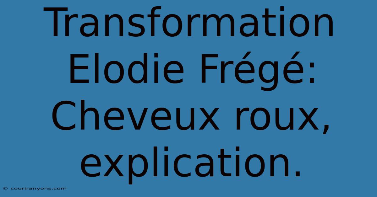 Transformation Elodie Frégé: Cheveux Roux, Explication.