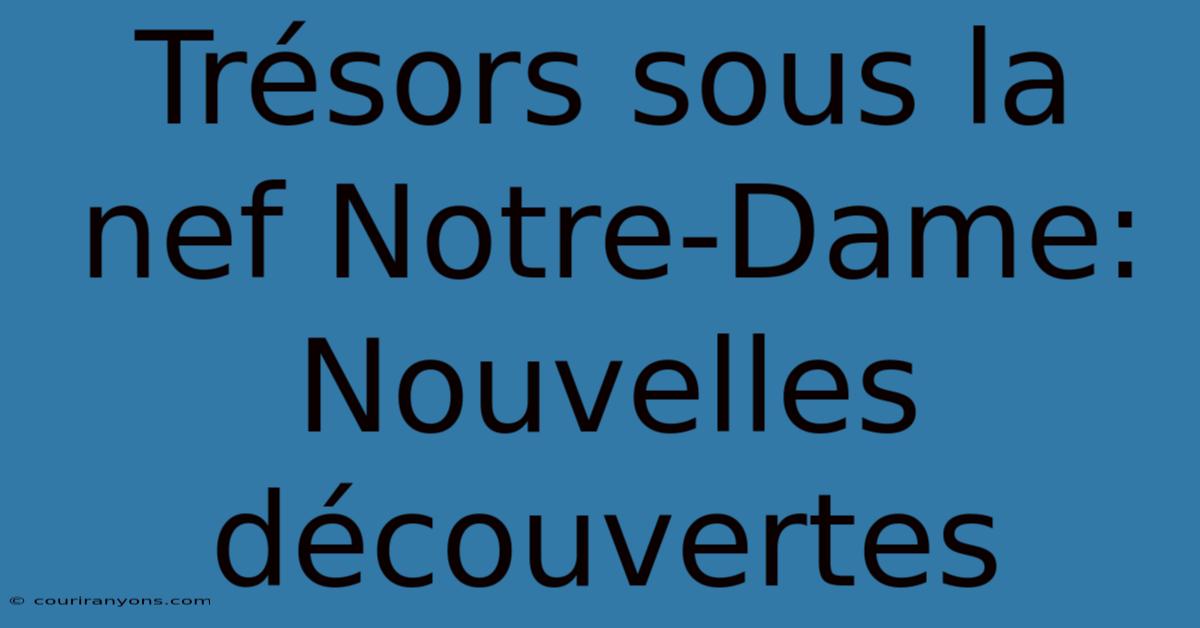 Trésors Sous La Nef Notre-Dame: Nouvelles Découvertes