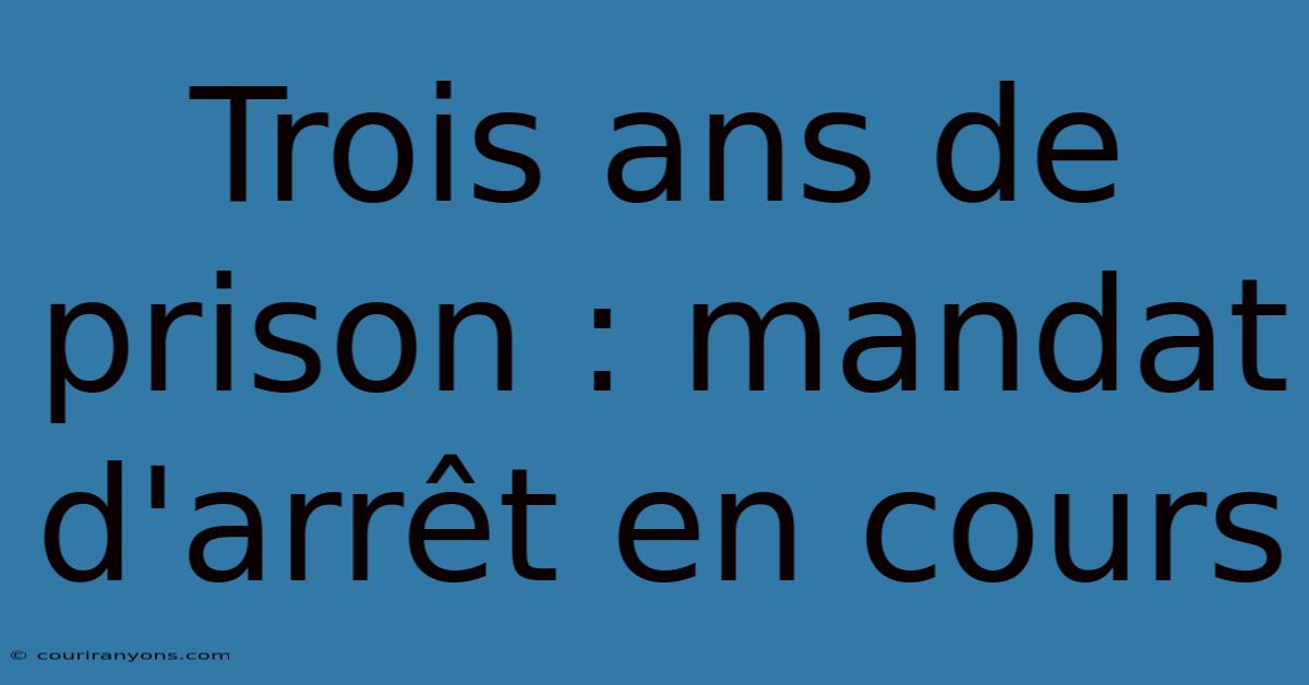 Trois Ans De Prison : Mandat D'arrêt En Cours