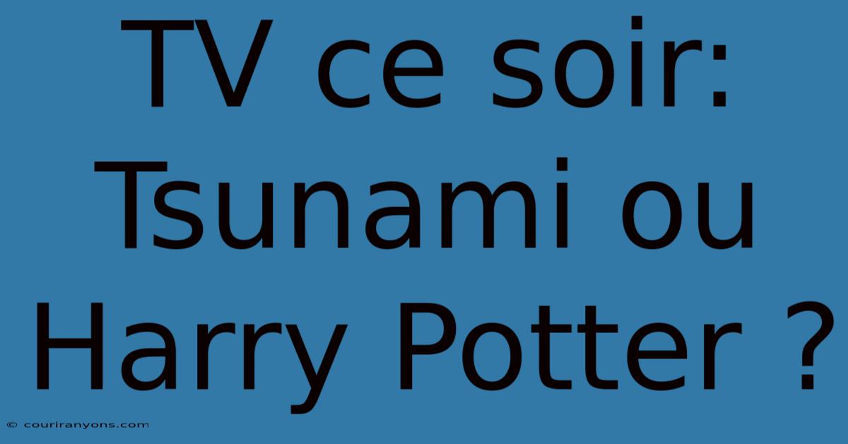 TV Ce Soir: Tsunami Ou Harry Potter ?