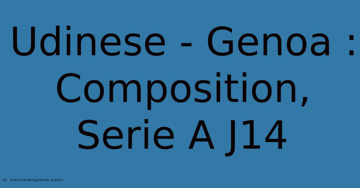 Udinese - Genoa : Composition, Serie A J14