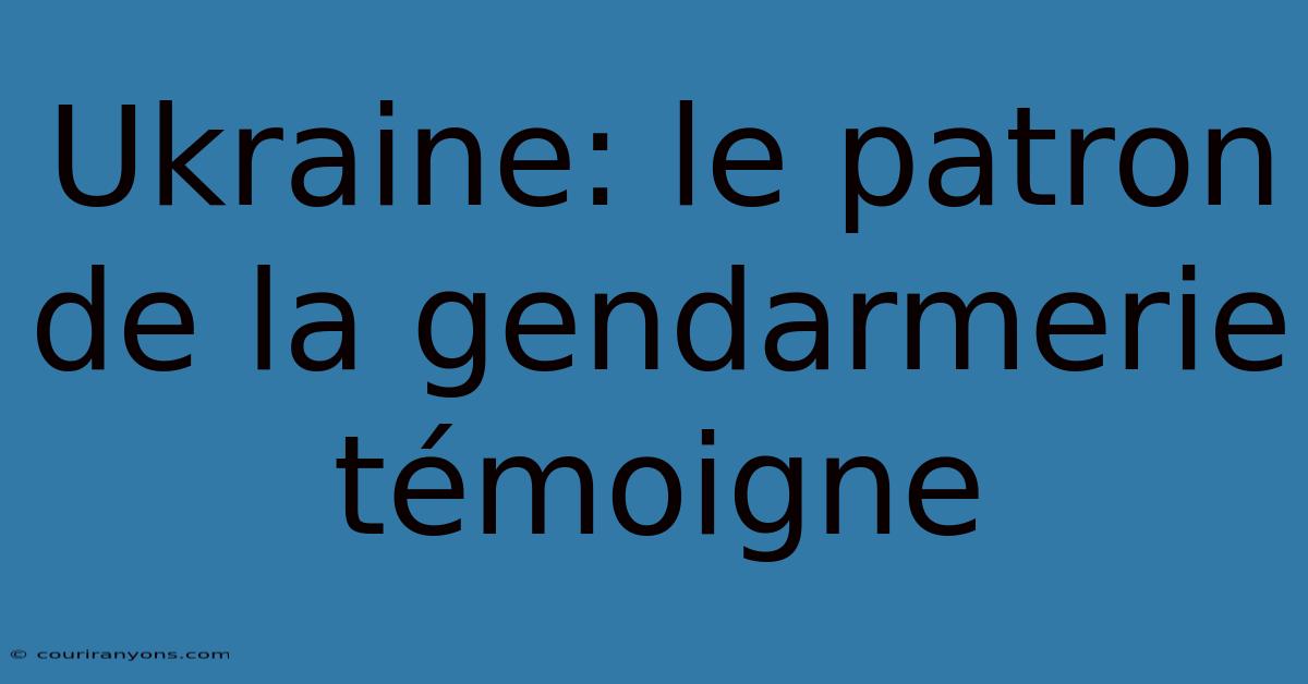 Ukraine: Le Patron De La Gendarmerie Témoigne