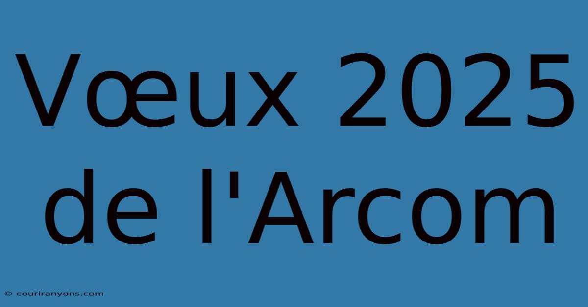 Vœux 2025 De L'Arcom