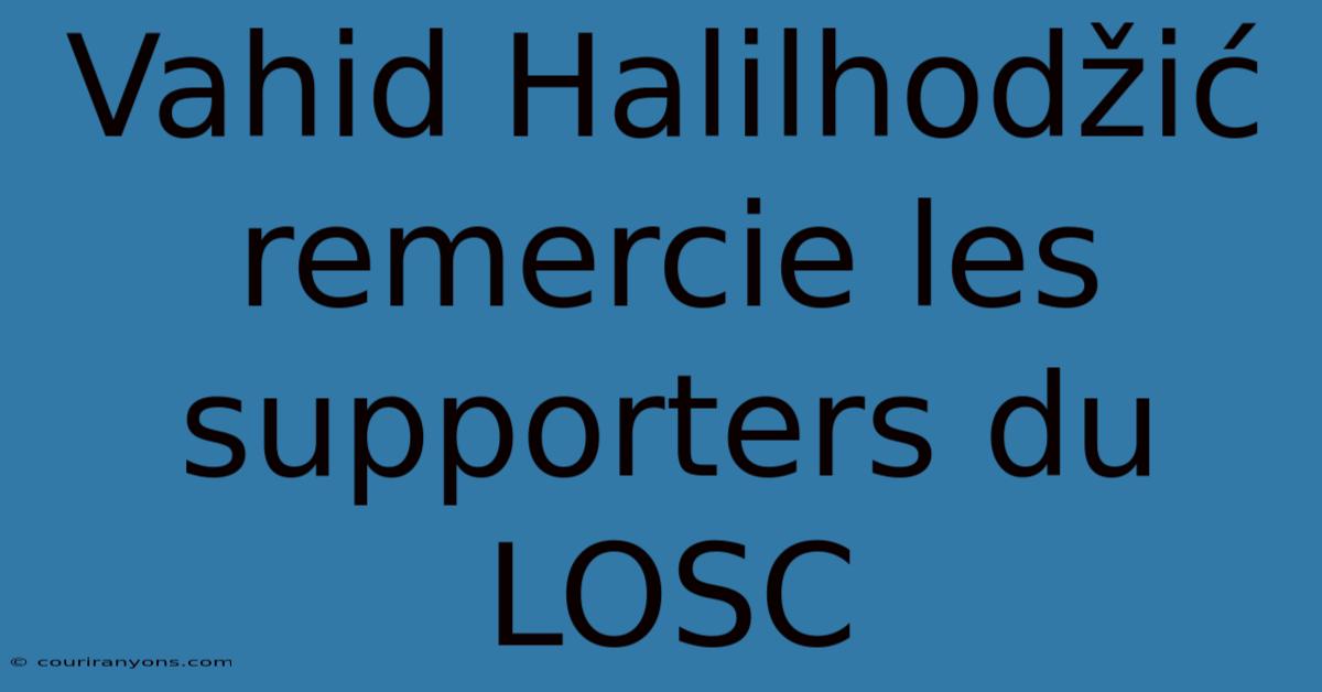 Vahid Halilhodžić Remercie Les Supporters Du LOSC