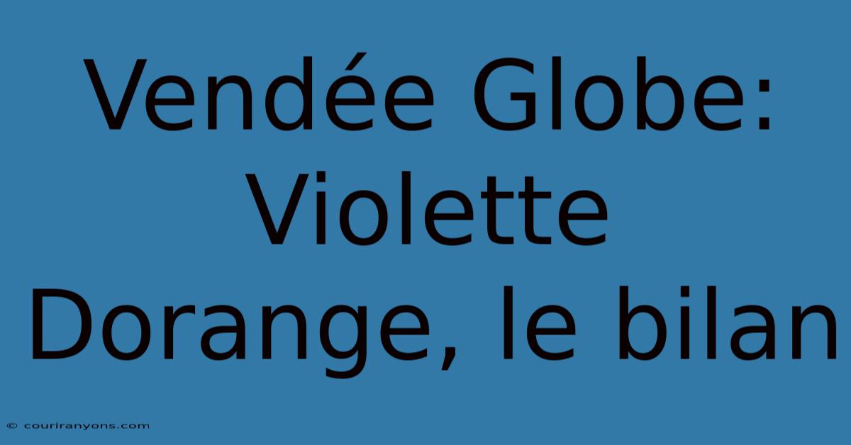 Vendée Globe: Violette Dorange, Le Bilan