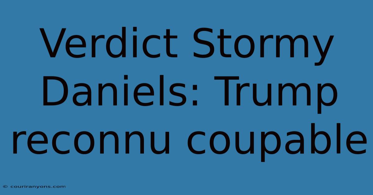 Verdict Stormy Daniels: Trump Reconnu Coupable