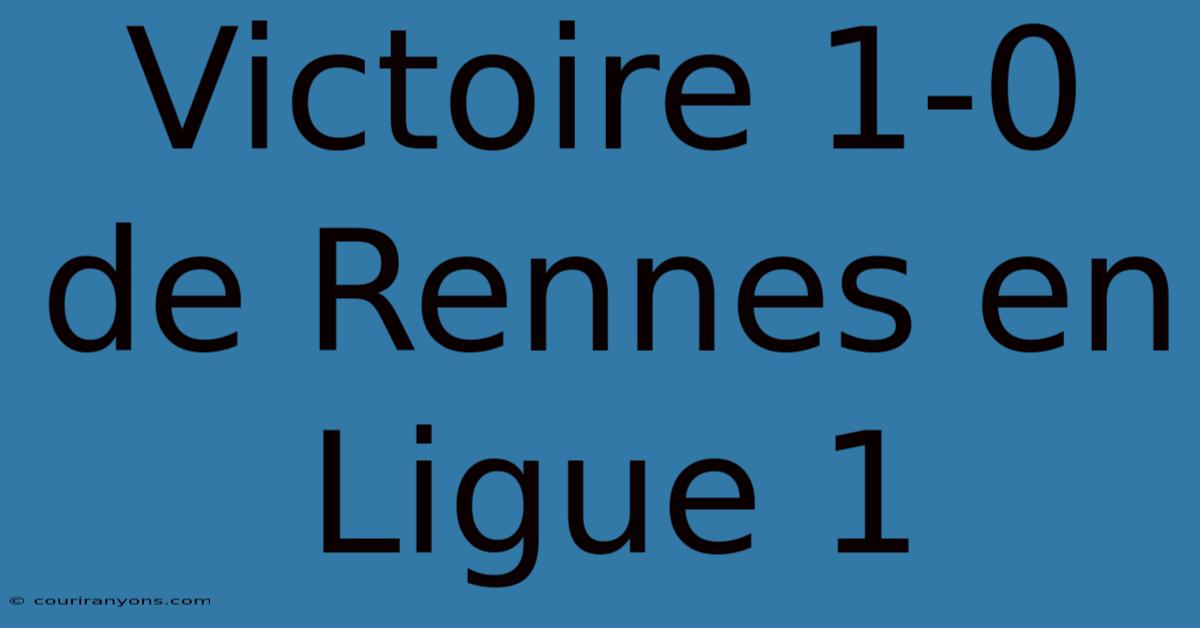 Victoire 1-0 De Rennes En Ligue 1