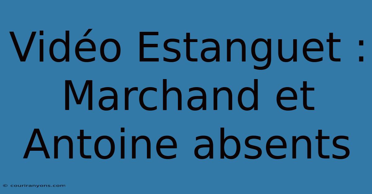 Vidéo Estanguet : Marchand Et Antoine Absents