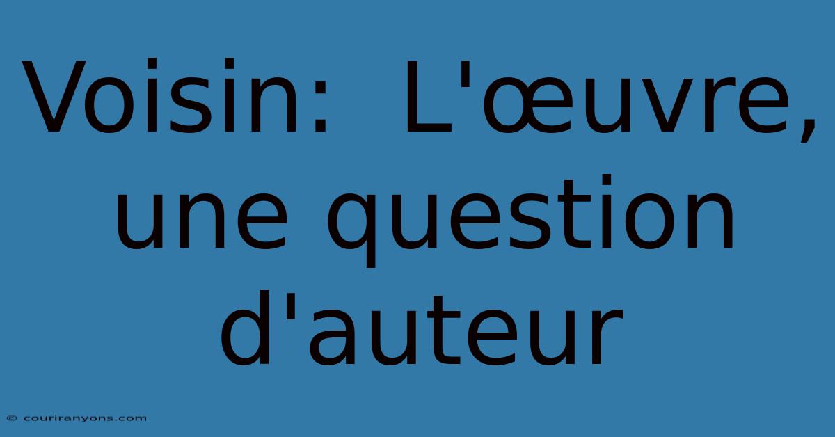 Voisin:  L'œuvre, Une Question D'auteur