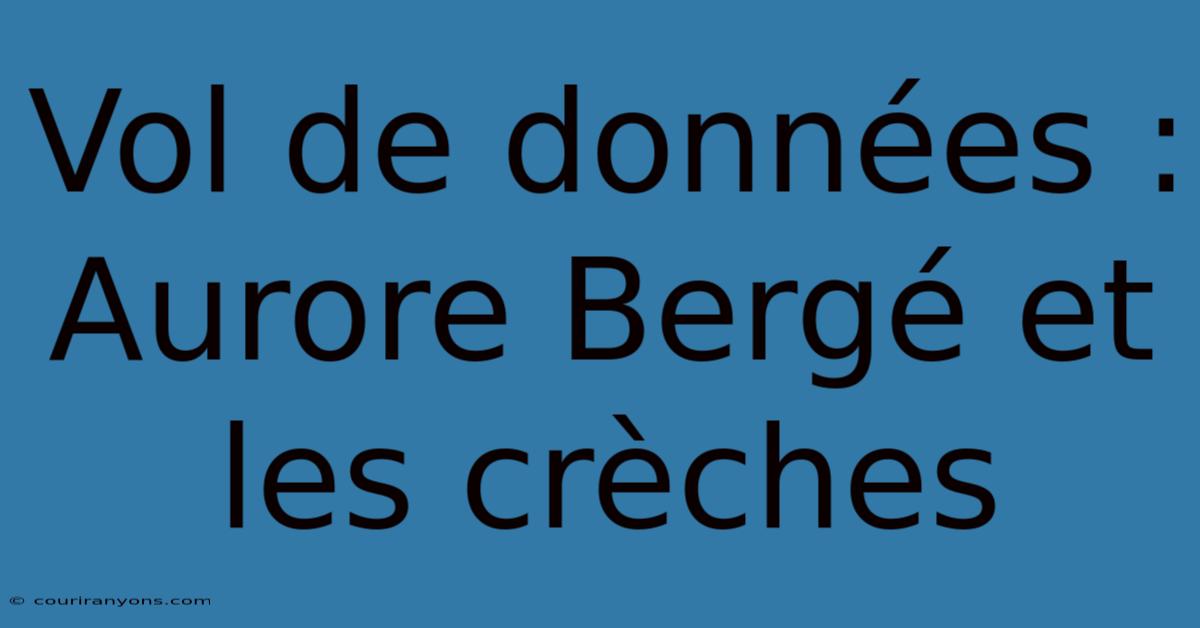 Vol De Données : Aurore Bergé Et Les Crèches