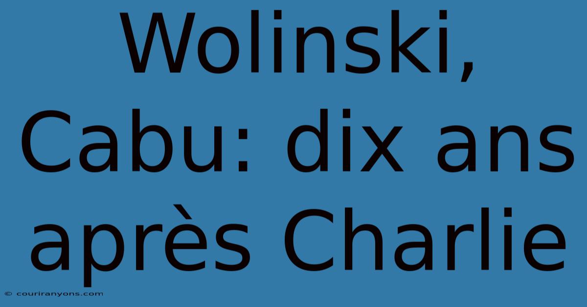 Wolinski, Cabu: Dix Ans Après Charlie