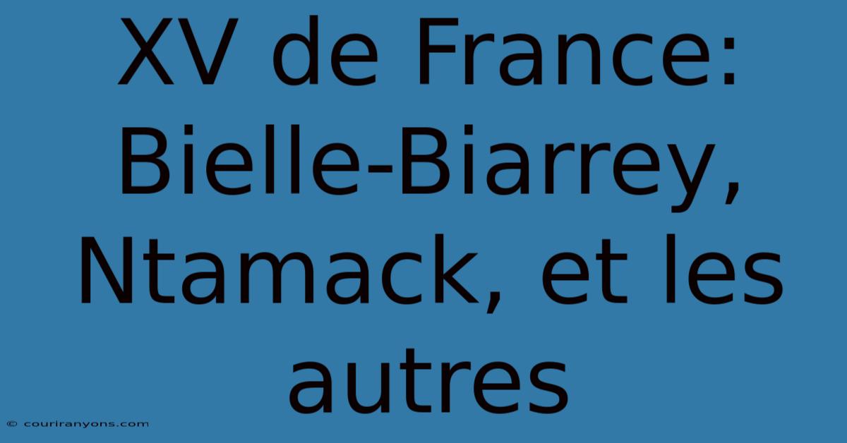 XV De France: Bielle-Biarrey, Ntamack, Et Les Autres