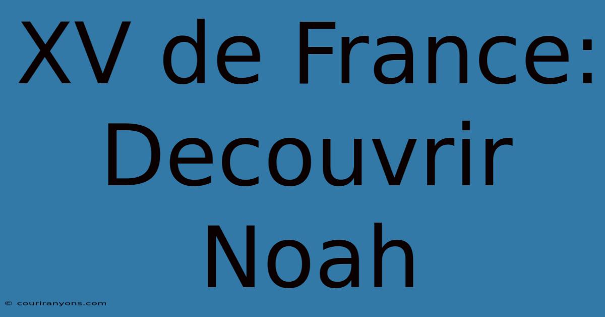 XV De France: Decouvrir Noah