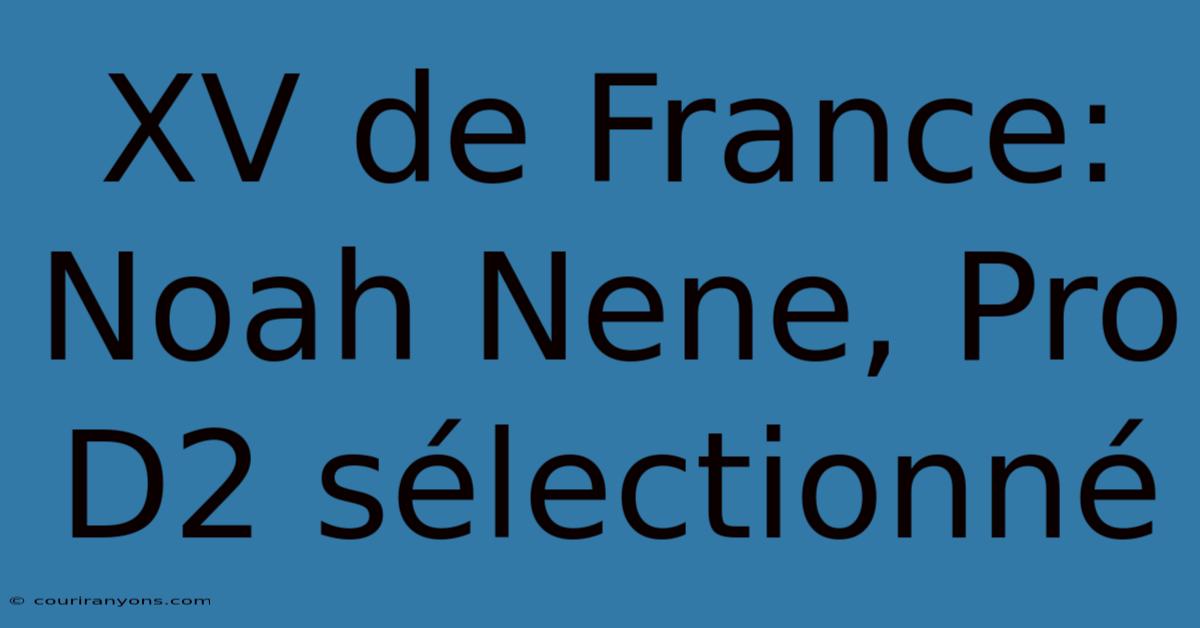 XV De France: Noah Nene, Pro D2 Sélectionné