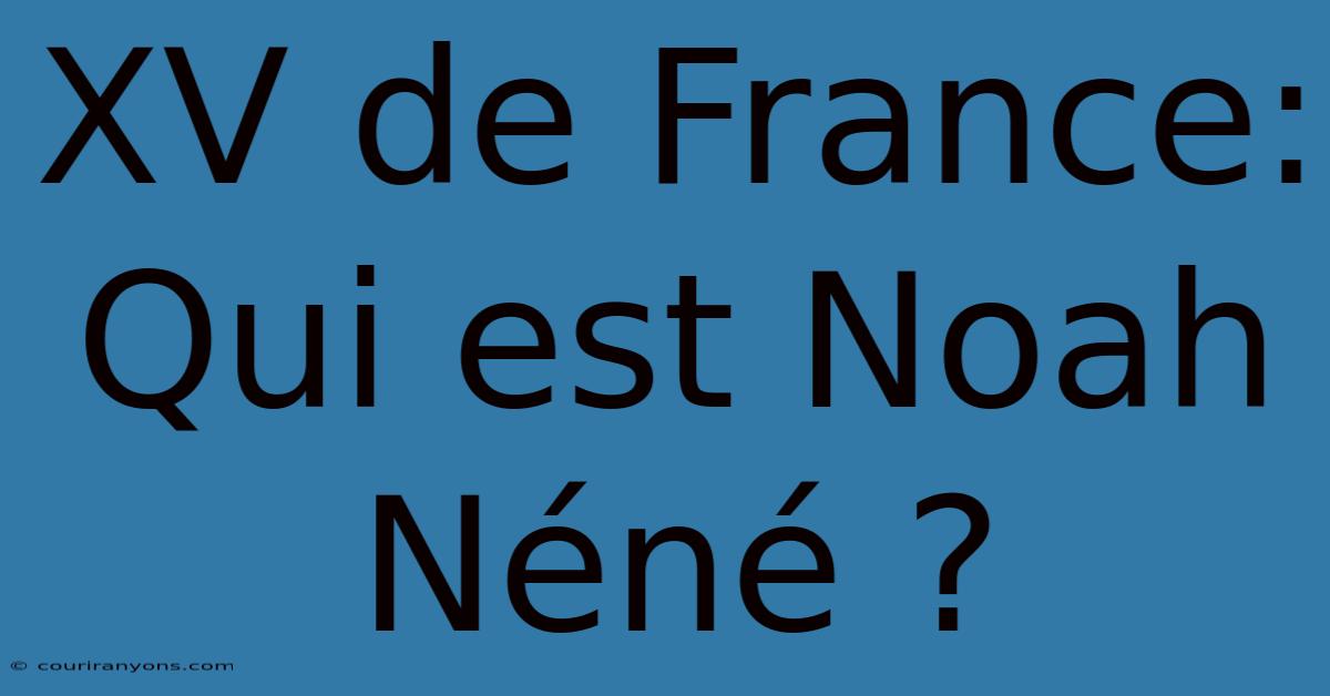 XV De France: Qui Est Noah Néné ?