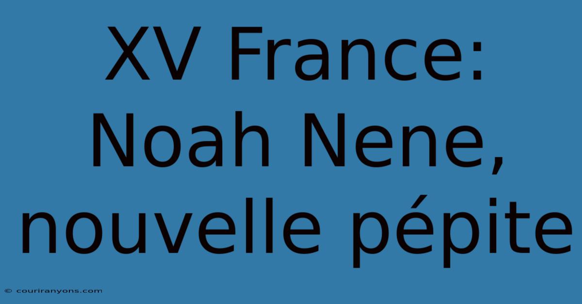 XV France: Noah Nene, Nouvelle Pépite