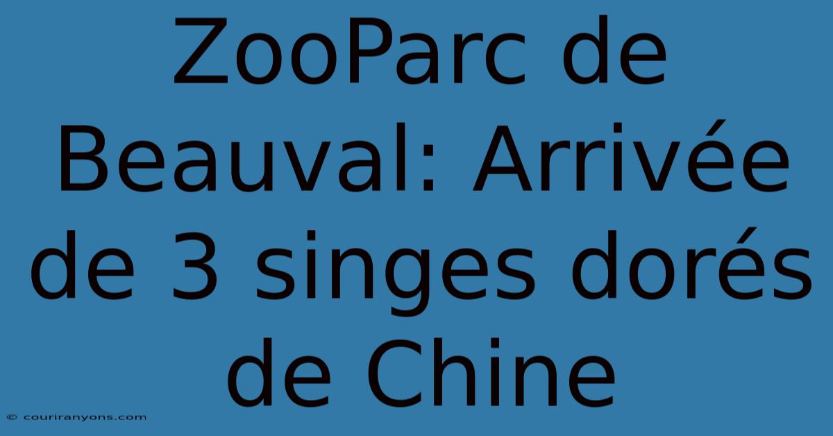 ZooParc De Beauval: Arrivée De 3 Singes Dorés De Chine